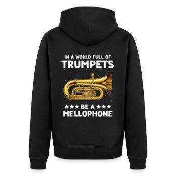 Mellophone Musician Mellophonist - Unisex Premium Organic Zip Hoodie - black - Back - Nico (187cm)