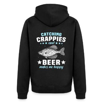 Barsch Crappie Fishing - Unisex Premium Bio Zip Hoodie - Schwarz - Hinten - Nico (187cm)