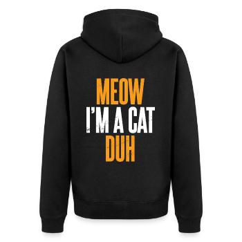 Miau, ich bin eine Katze Duh - Unisex Premium Bio Zip Hoodie - Schwarz - Hinten - Nico (187cm)