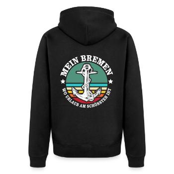 Bremen Urlaub - Unisex Premium Bio Zip Hoodie - Schwarz - Hinten - Nico (187cm)