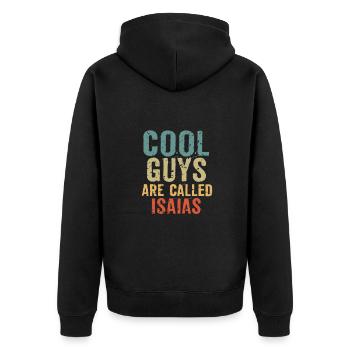 Cool guys are called Isaias - Unisex Premium Organic Zip Hoodie - black - Back - Nico (187cm)