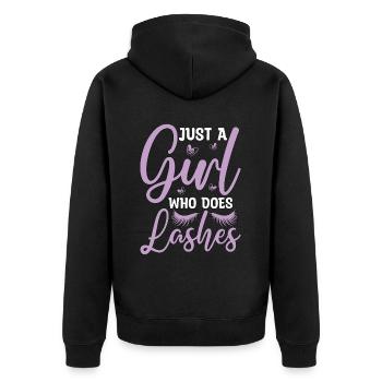 Aesthetician Just A Girl Who Does Lashes Skin Care - Unisex Premium Bio Zip Hoodie - Schwarz - Hinten - Nico (187cm)
