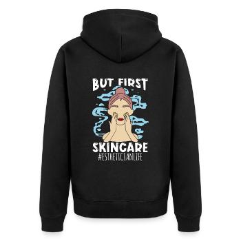 Aesthetician But First Skin Care Dermatologist - Unisex Premium Bio Zip Hoodie - Schwarz - Hinten - Nico (187cm)