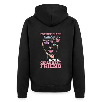 Aesthetician Estheticians Are A Girl's Skin Care - Unisex Premium Bio Zip Hoodie - Schwarz - Hinten - Nico (187cm)
