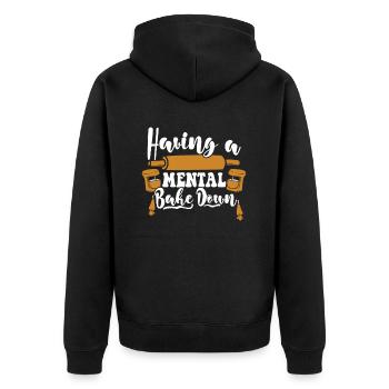 Having A Mental Bake Down Hobby Bakery - Unisex Premium Organic Zip Hoodie - black - Back - Nico (187cm)