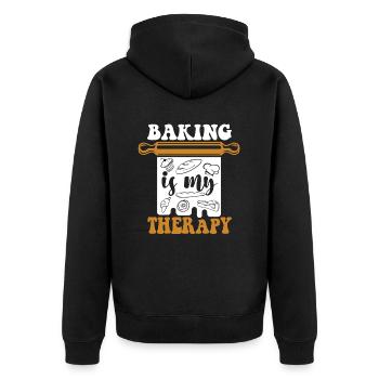 Baking Is My Therapy Bakery Pastry Chef - Unisex Premium Organic Zip Hoodie - black - Back - Nico (187cm)