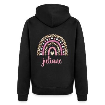Juliane Regenbogen Name Geburtstag Juliane - Unisex Premium Bio Zip Hoodie - Schwarz - Hinten - Nico (187cm)