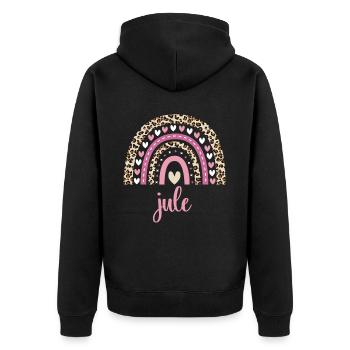 Jule Regenbogen Name Geburtstag Jule - Unisex Premium Bio Zip Hoodie - Schwarz - Hinten - Nico (187cm)