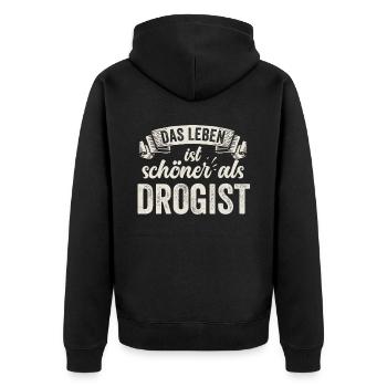 Lustige Drogist Apotheker Pharmazie Drogistin Job - Unisex Premium Bio Zip Hoodie - Schwarz - Hinten - Nico (187cm)