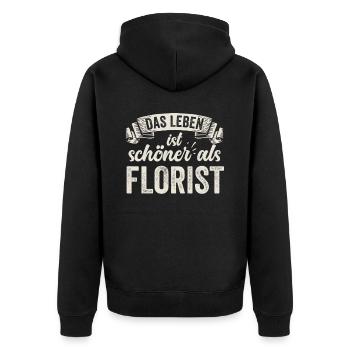 Florist Floristen Floristik Gärtner Sprüche - Unisex Premium Bio Zip Hoodie - Schwarz - Hinten - Nico (187cm)