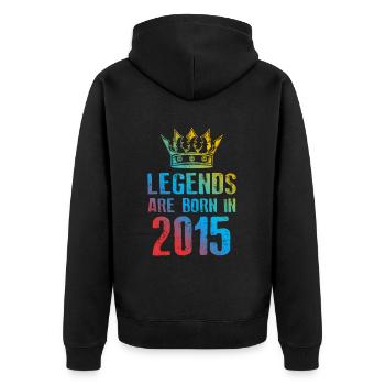 2015 legends born in - Unisex Premium Bio Zip Hoodie - Schwarz - Hinten - Nico (187cm)