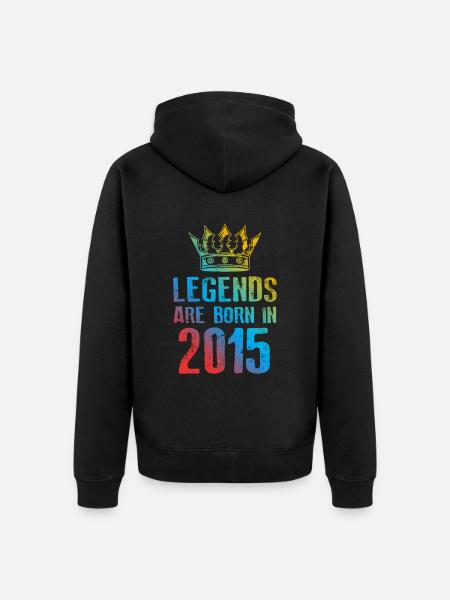 2015 legends born in - Unisex Premium Organic Zip Hoodie - black