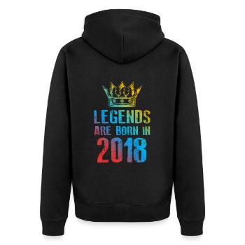2018 legends born in - Unisex Premium Organic Zip Hoodie - black - Back - Nico (187cm)