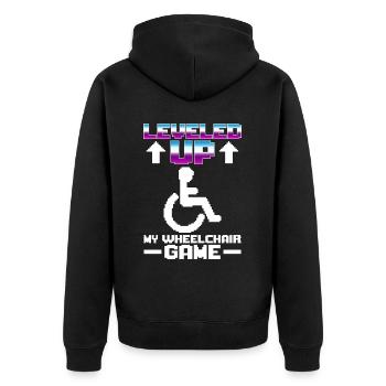 36 Leveled Up My Wheelchair Game - Veste à capuche bio Premium Unisexe - noir - Dos - Nico (187cm)