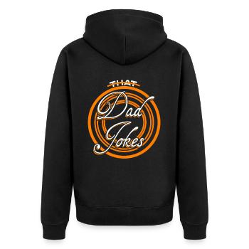 Scherzvater Witz Witze Papa - Unisex Premium Bio Zip Hoodie - Schwarz - Hinten - Nico (187cm)