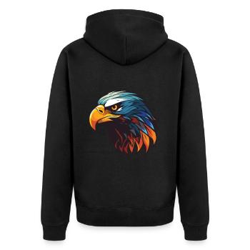 Eagle Head - Unisex Premium Organic Zip Hoodie - black - Back - Nico (187cm)