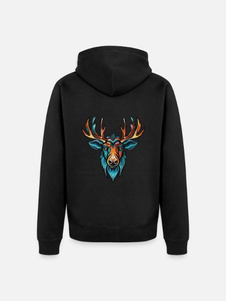Elch Portrait - Unisex Premium Bio Zip Hoodie - Schwarz