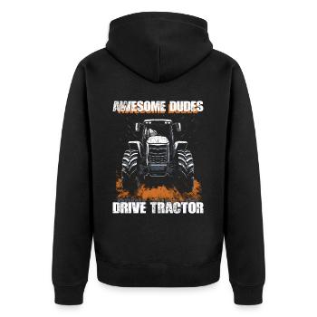 Great Guys Driving Tractor Farmer Farmer Gift - Unisex Premium Organic Zip Hoodie - black - Back - Nico (187cm)
