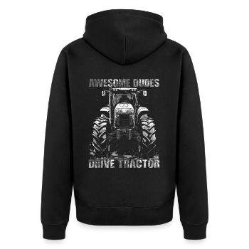 Great Guys Driving Tractor Farmer Farmer Gardener - Unisex Premium Organic Zip Hoodie - black - Back - Nico (187cm)