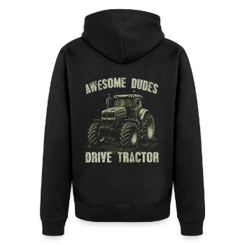 Great Guys Driving Tractor Gardener Farmer Farmer - Unisex Premium Organic Zip Hoodie - black - Back - Nico (187cm)