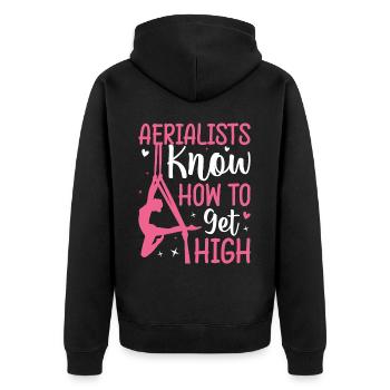 Silk acrobatics in the air - Unisex Premium Organic Zip Hoodie - black - Back - Nico (187cm)