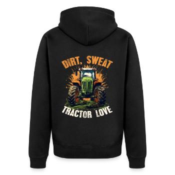Dirt Sweat Tractor Love Farmer Agriculture - Unisex Premium Organic Zip Hoodie - black - Back - Nico (187cm)