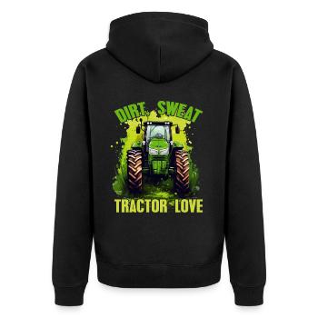 Dirt Sweat Tractor Love Farmer Farmer Gift - Unisex Premium Organic Zip Hoodie - black - Back - Nico (187cm)