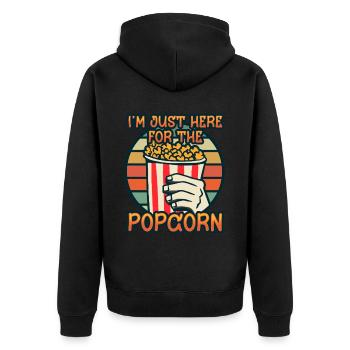 Popcorn Liebhaber Kino Film Snack - Unisex Premium Bio Zip Hoodie - Schwarz - Hinten - Nico (187cm)