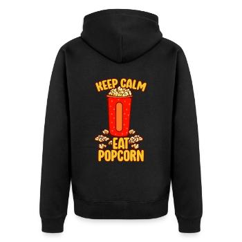 Popcorn Liebhaber Kino Film Snack - Unisex Premium Bio Zip Hoodie - Schwarz - Hinten - Nico (187cm)