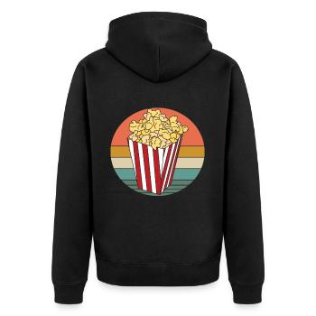 Popcorn Liebhaber Kino Film Snack - Unisex Premium Bio Zip Hoodie - Schwarz - Hinten - Nico (187cm)