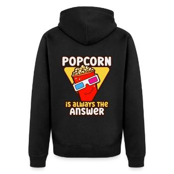 Popcorn Liebhaber Kino Film Snack - Unisex Premium Bio Zip Hoodie - Schwarz - Hinten - Nico (187cm)