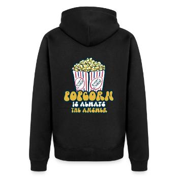 Popcorn Liebhaber Kino Film Snack - Unisex Premium Bio Zip Hoodie - Schwarz - Hinten - Nico (187cm)