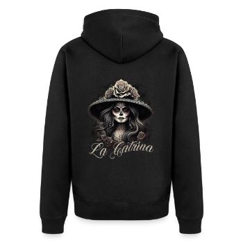 La Catrina Cool Dia De Los Muertos Design - Unisex Premium Organic Zip Hoodie - black - Back - Nico (187cm)