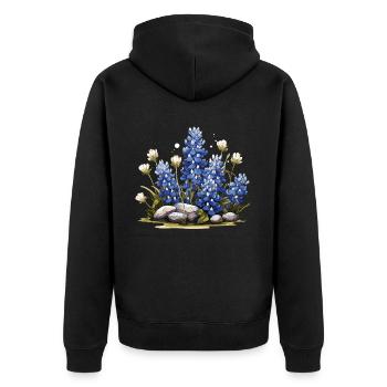 Texas Bluebonnet Mit Floralem Frühling Texas - Unisex Premium Bio Zip Hoodie - Schwarz - Hinten - Nico (187cm)