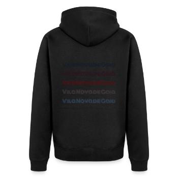 Vintage Portugal Stadt - Retro Vila Nova de Gaia - Unisex Premium Bio Zip Hoodie - Schwarz - Hinten - Nico (187cm)