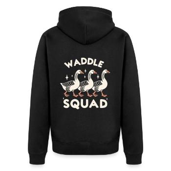 Geese Gang Goose March - Unisex Premium Organic Zip Hoodie - black - Back - Nico (187cm)