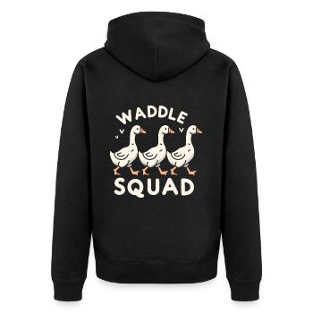 Geese Gang Goose March - Unisex Premium Organic Zip Hoodie - black - Back - Nico (187cm)