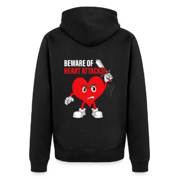 Genesung nach einer Operation am offenen Herzen - Unisex Premium Bio Zip Hoodie - Schwarz - Hinten - Nico (187cm)