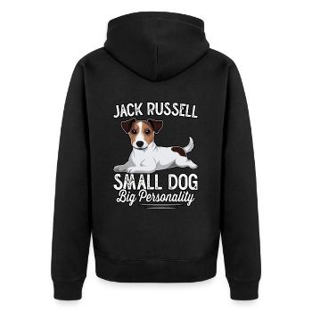 Jack Russell small dog big personality - Unisex Premium Bio Zip Hoodie - Schwarz - Hinten - Nico (187cm)