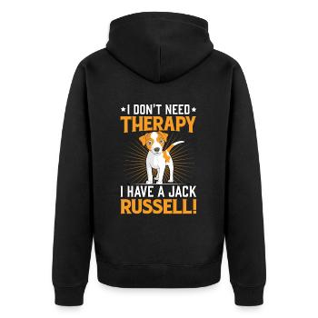 I don't need therapy I have a Jack Russel - Unisex Premium Bio Zip Hoodie - Schwarz - Hinten - Nico (187cm)