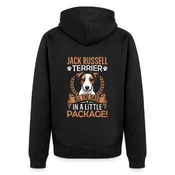 Jack Russell Terrier tout l’impertinence dans un peu - Veste à capuche bio Premium Unisexe - noir - Dos - Nico (187cm)