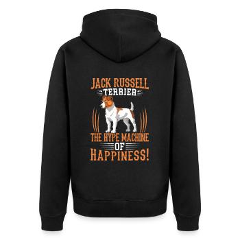 Jack Russell Terrier the machine of happiness - Unisex Premium Organic Zip Hoodie - black - Back - Nico (187cm)