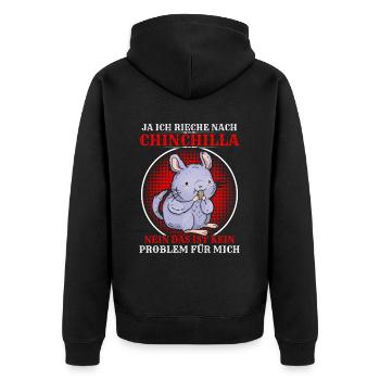Rieche nach Chinchilla Nagetier Wollmaus - Unisex Premium Bio Zip Hoodie - Schwarz - Hinten - Nico (187cm)