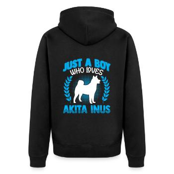 Garçon qui aime Akita Inu Shiba Inu - Veste à capuche bio Premium Unisexe - noir - Dos - Nico (187cm)