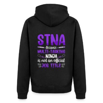 Ninja multitâche - STNA State Tested Nursing - Veste à capuche bio Premium Unisexe - noir - Dos - Nico (187cm)