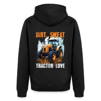 Dirt Sweat Tractor Love Gift Farmer Farmer - Unisex Premium Organic Zip Hoodie - black - Back - Nico (187cm)