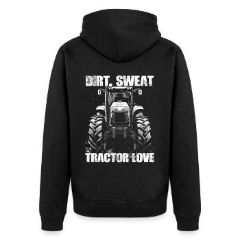 Dirt Sweat Tractor Love Gift Farmer Farmer - Unisex Premium Organic Zip Hoodie - black - Back - Nico (187cm)