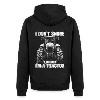 I don't snore, tractor, farmer, farmer - Unisex Premium Organic Zip Hoodie - black - Back - Nico (187cm)
