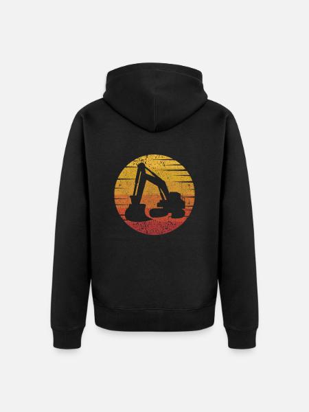 Retro Seilbagger Raupenbagger Excavator - Unisex Premium Bio Zip Hoodie - Schwarz