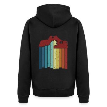 Retro Seilbagger Raupenbagger Excavator - Unisex Premium Bio Zip Hoodie - Schwarz - Hinten - Nico (187cm)